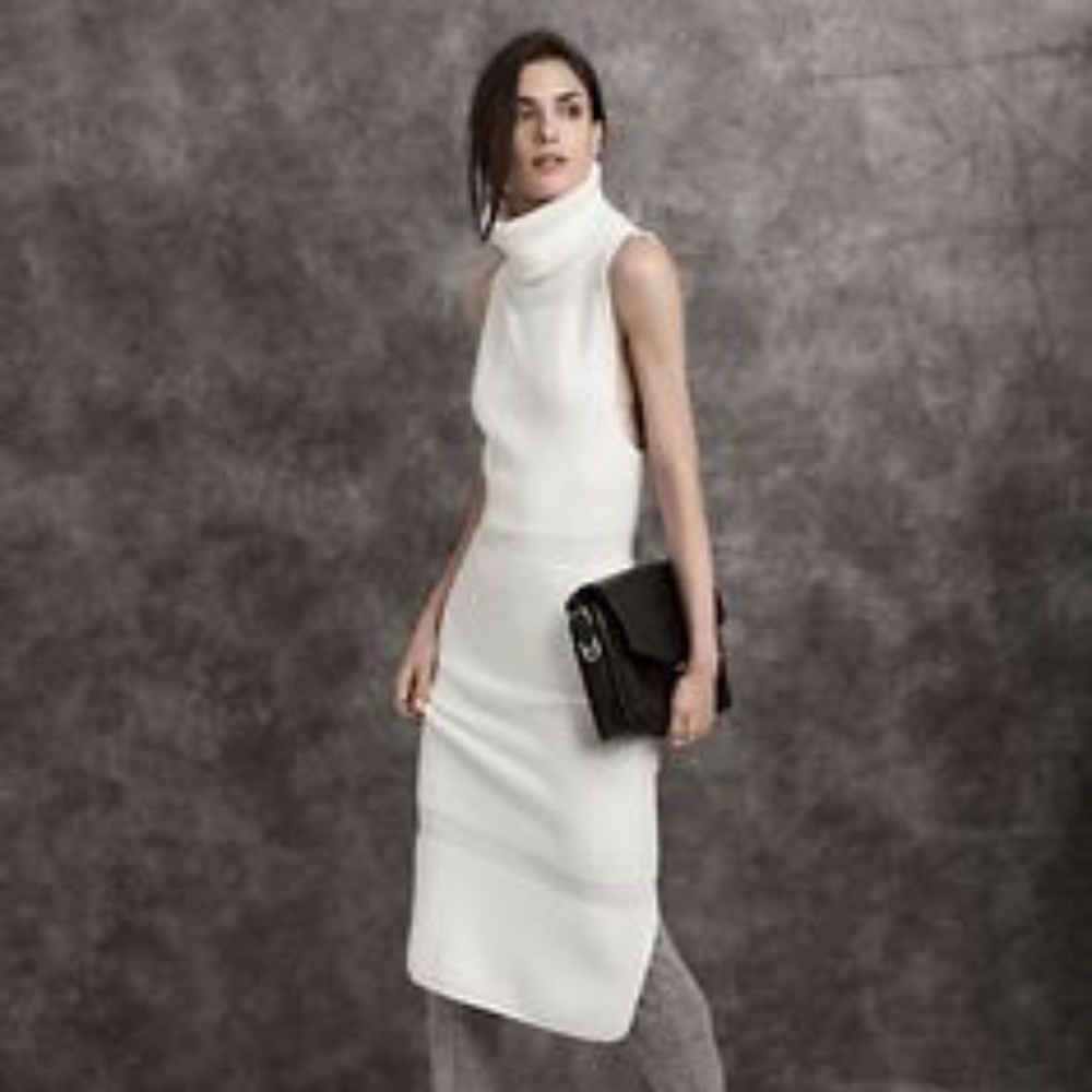 helmut lang textured inlay sleevless sweater dress